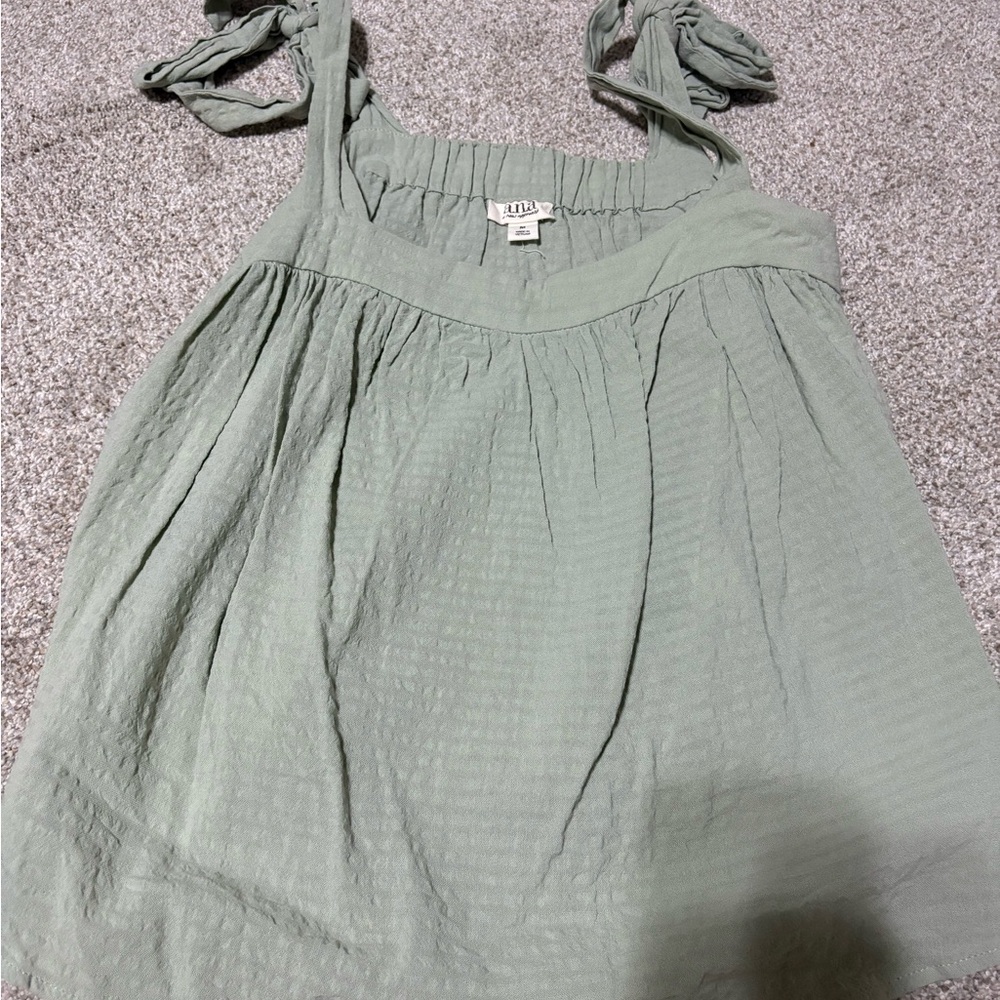 a.n.a Light Green Textured Sleeveless Top